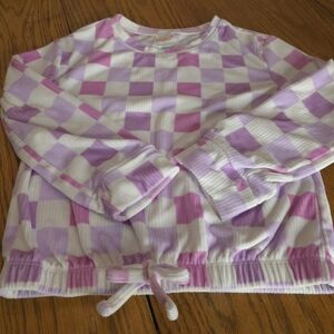 jumping beans Purple & Pink Checkerboard Ribbed Long Sleeve Top